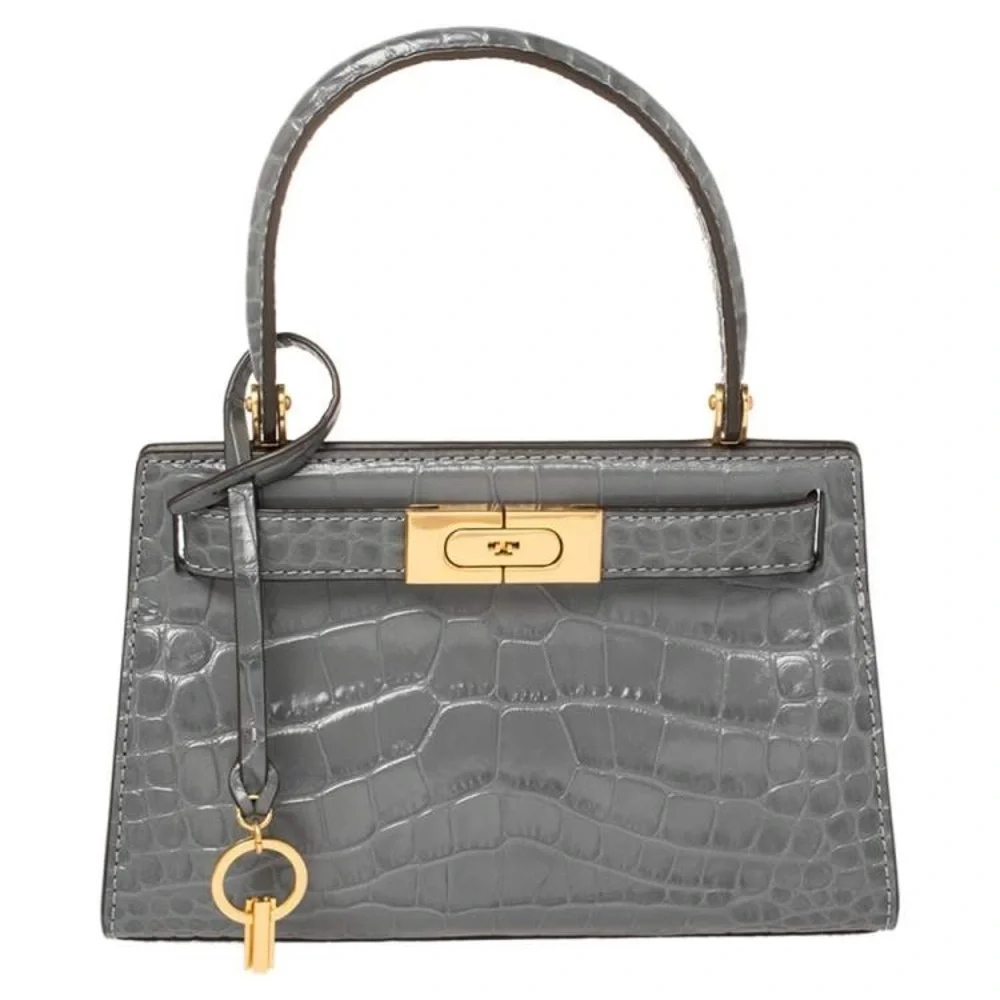 Tory Burch Lee Radziwill embossed croc grey mini bag - Picture 3 of 8